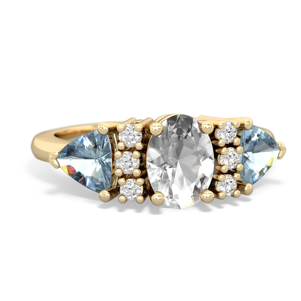 White Topaz Antique Style Three Stone 14K Yellow Gold ring R2186