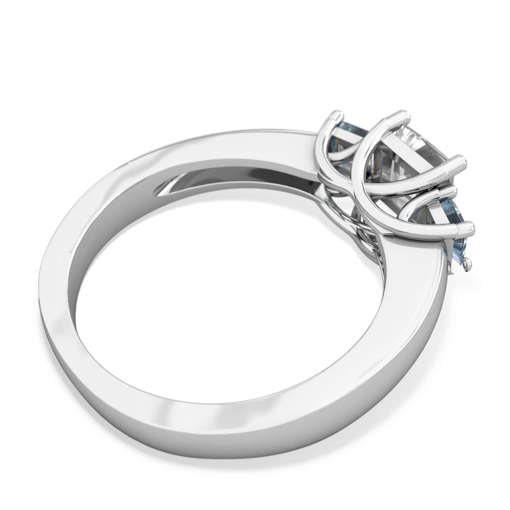 White Topaz Three Stone Trellis 14K White Gold ring R4015