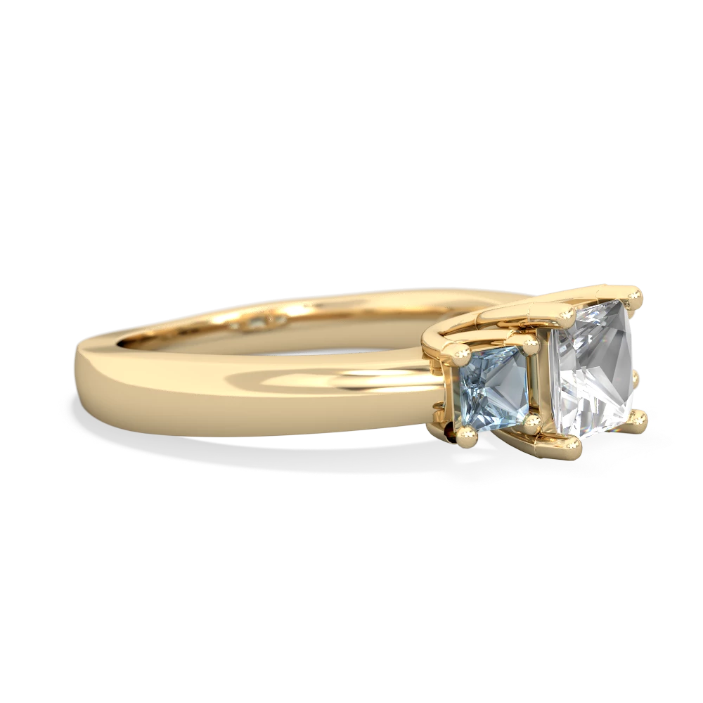 White Topaz Three Stone Trellis 14K Yellow Gold ring R4015