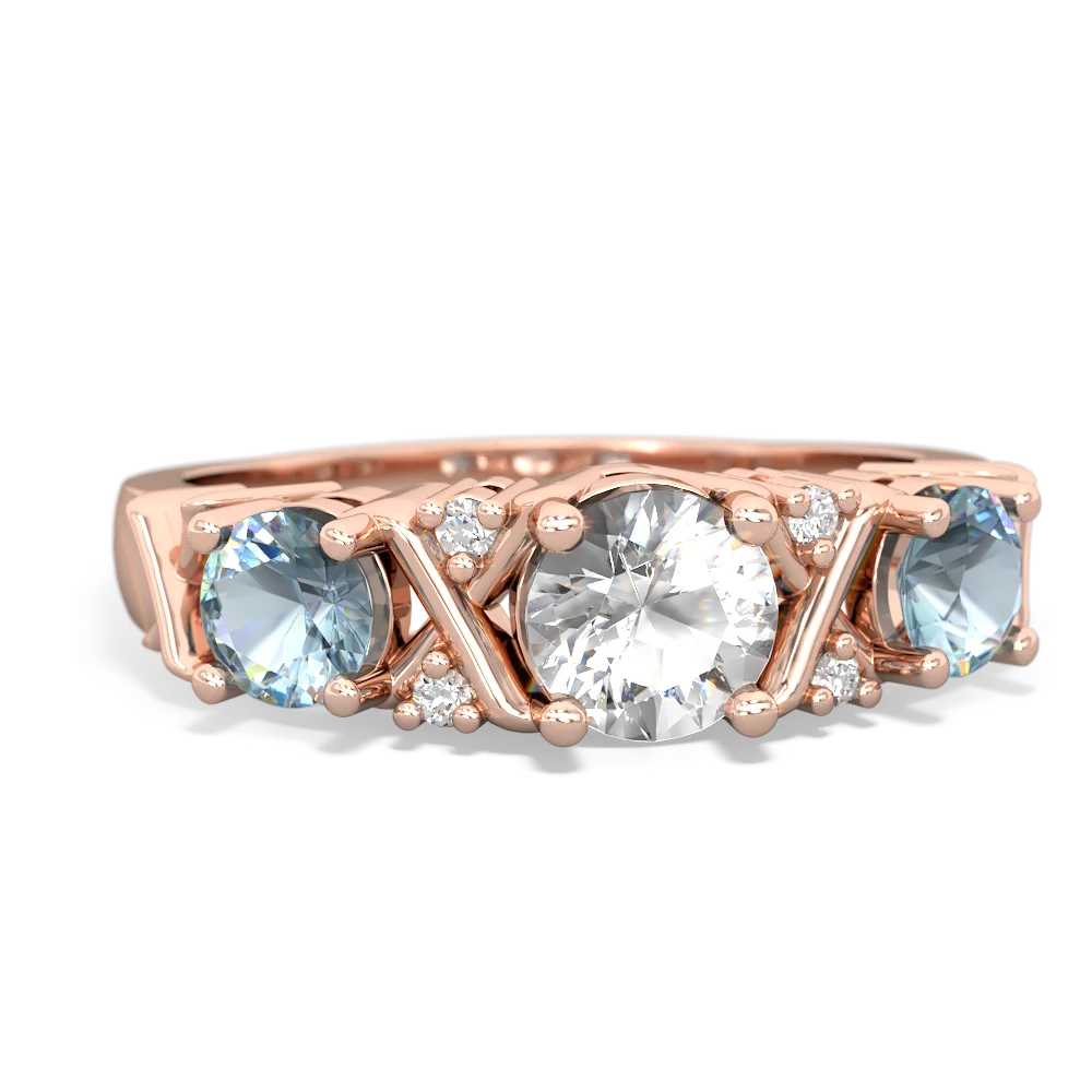 White Topaz Hugs And Kisses 14K Rose Gold ring R5016