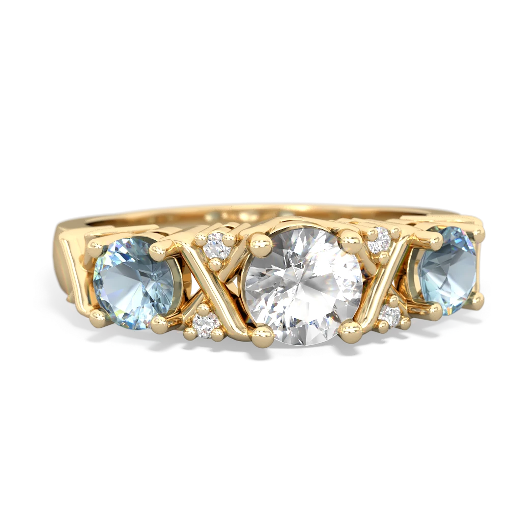 White Topaz Hugs And Kisses 14K Yellow Gold ring R5016