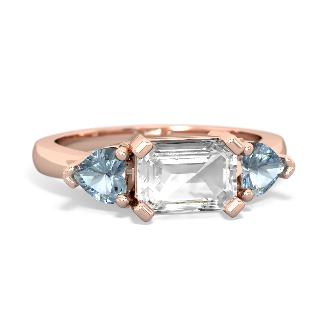 White Topaz Three Stone 14K Rose Gold ring R5235