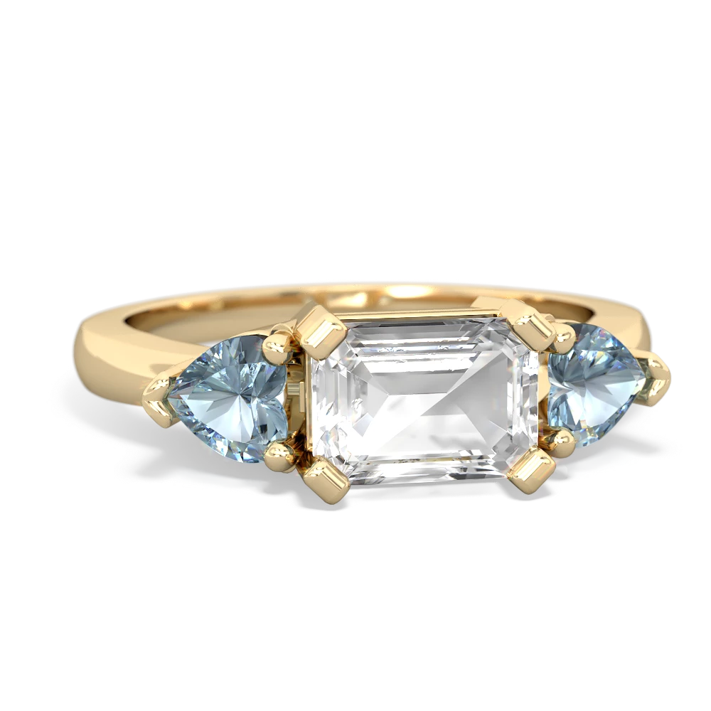 White Topaz Three Stone 14K Yellow Gold ring R5235