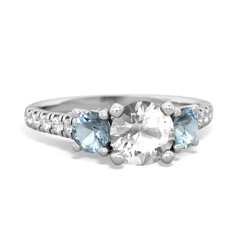 White Topaz Pave Trellis 14K White Gold ring R5500