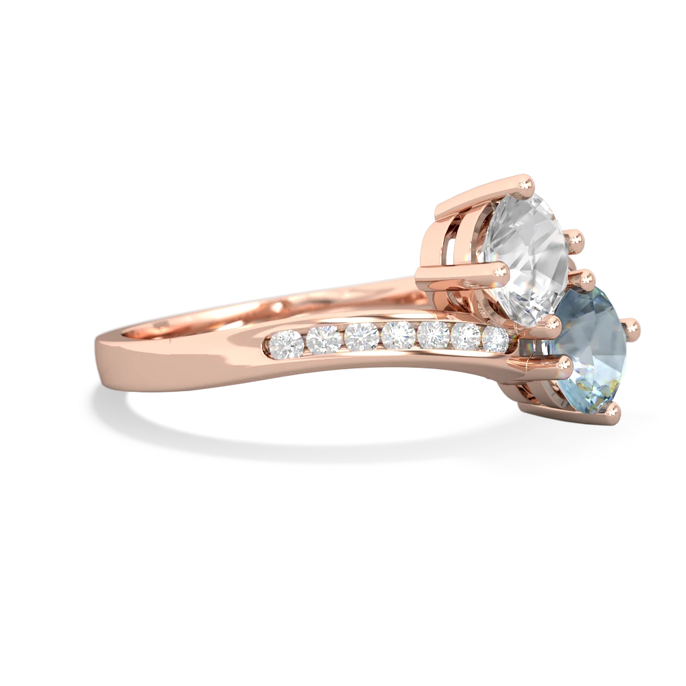 White Topaz Channel Set Two Stone 14K Rose Gold ring R5303