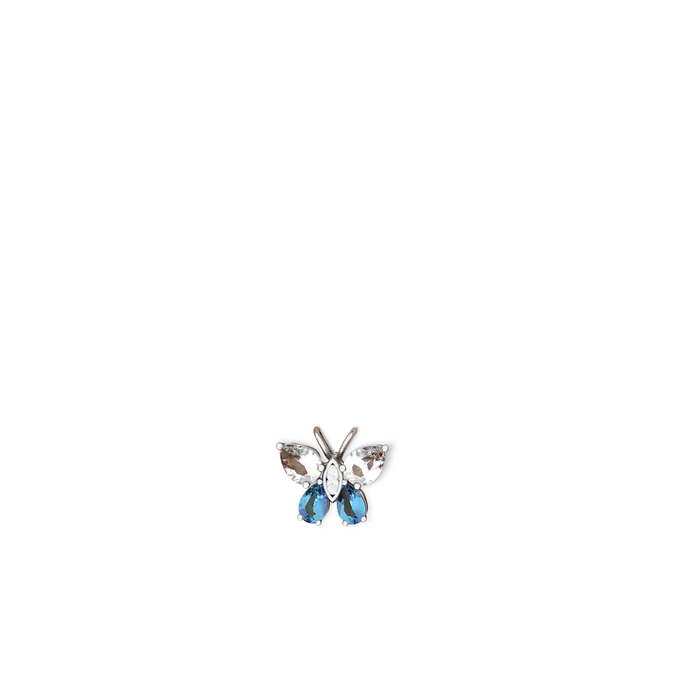 White Topaz Butterfly 14K White Gold earrings E2215