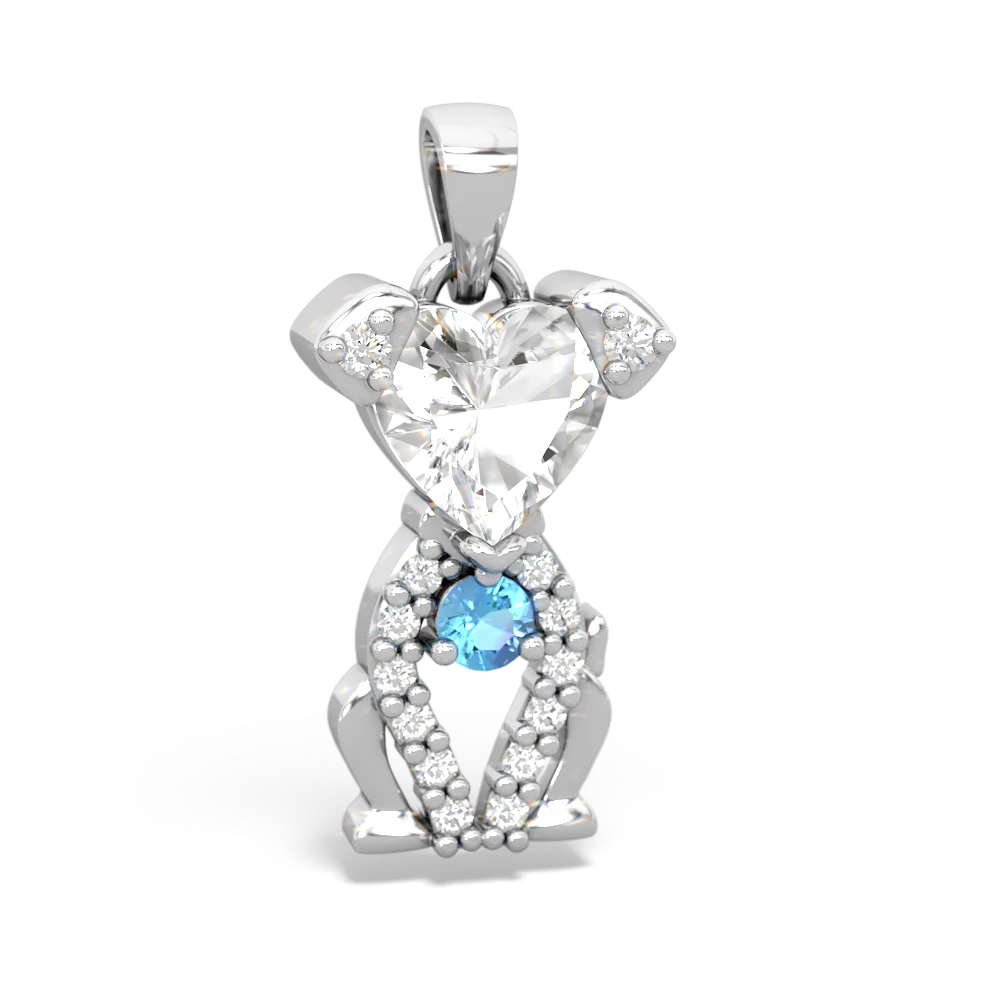 White Topaz Puppy Love 14K White Gold pendant P5800