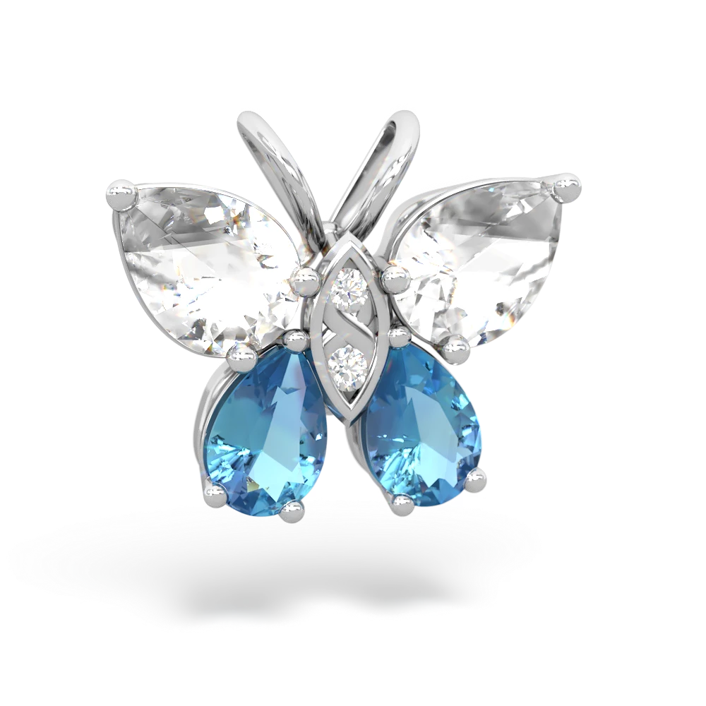 White Topaz Butterfly 14K White Gold pendant P2215