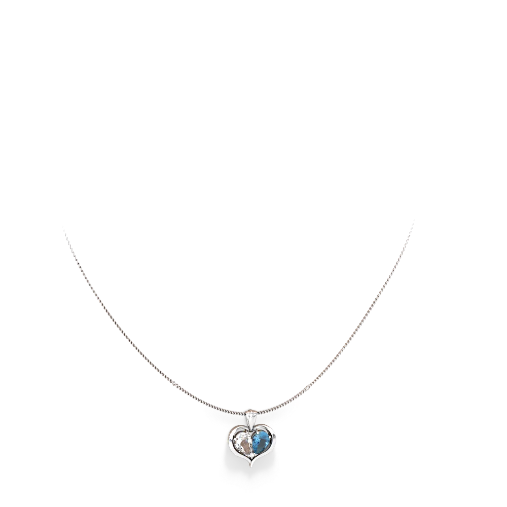 White Topaz Two Become One 14K White Gold pendant P5330