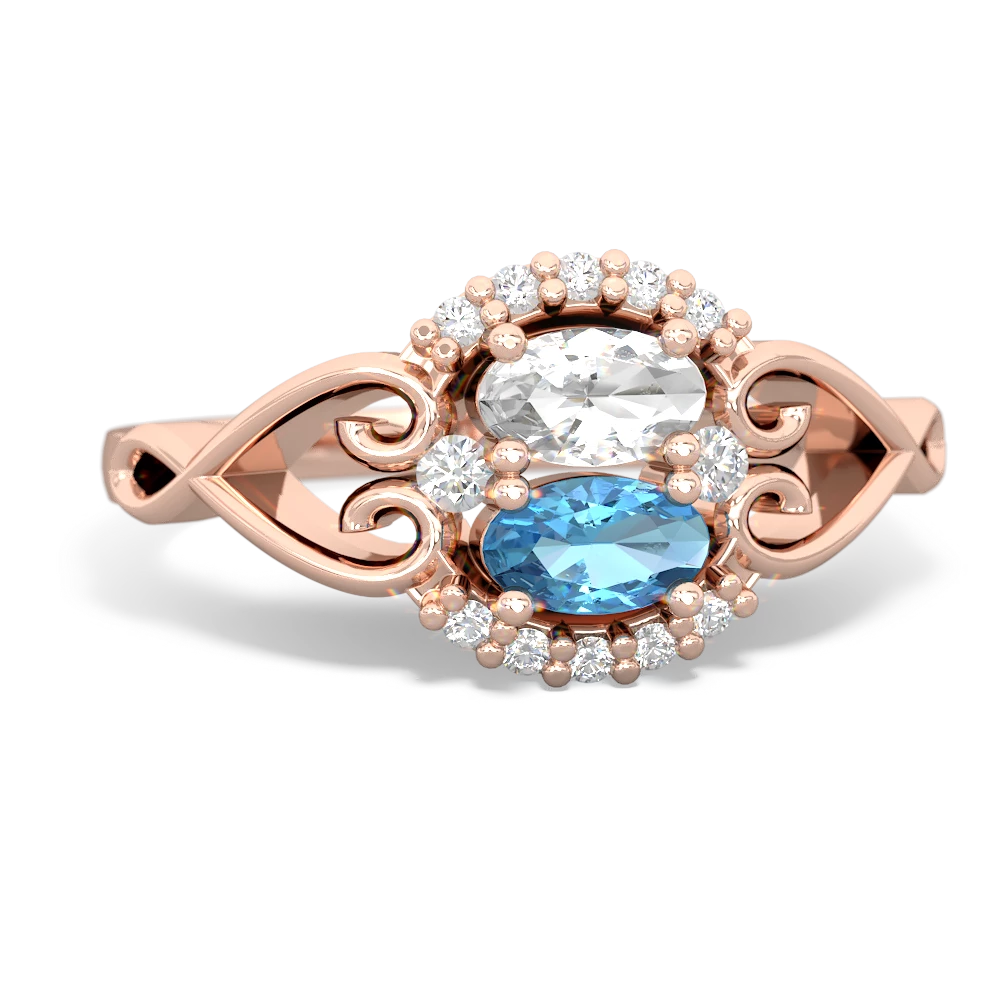 White Topaz Love Nest 14K Rose Gold ring R5860