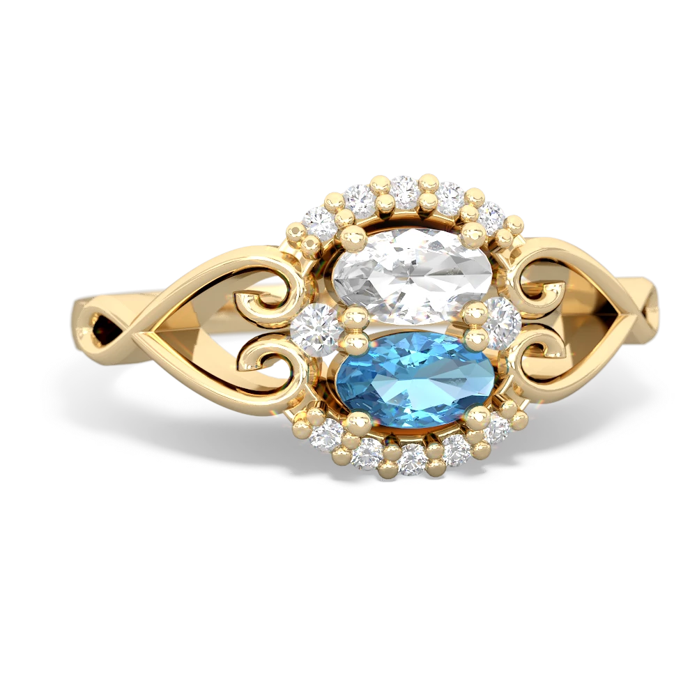 White Topaz Love Nest 14K Yellow Gold ring R5860