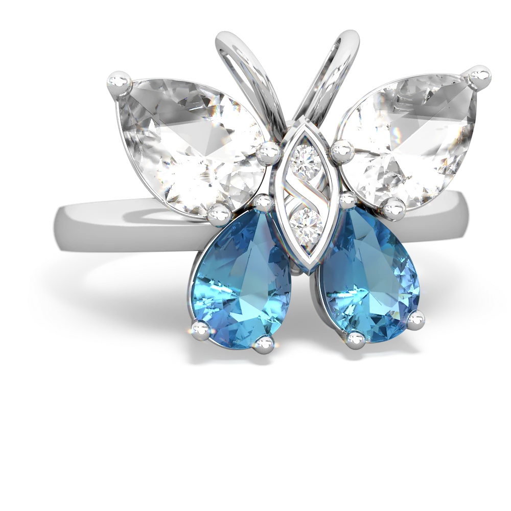 White Topaz Butterfly 14K White Gold ring R2215