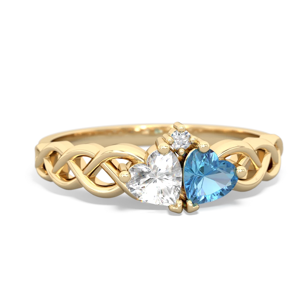 White Topaz Heart To Heart Braid 14K Yellow Gold ring R5870