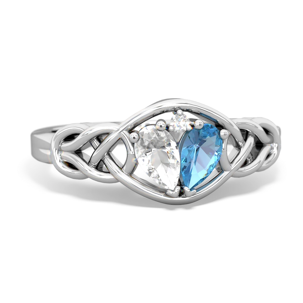 White Topaz Celtic Love Knot 14K White Gold ring R5420