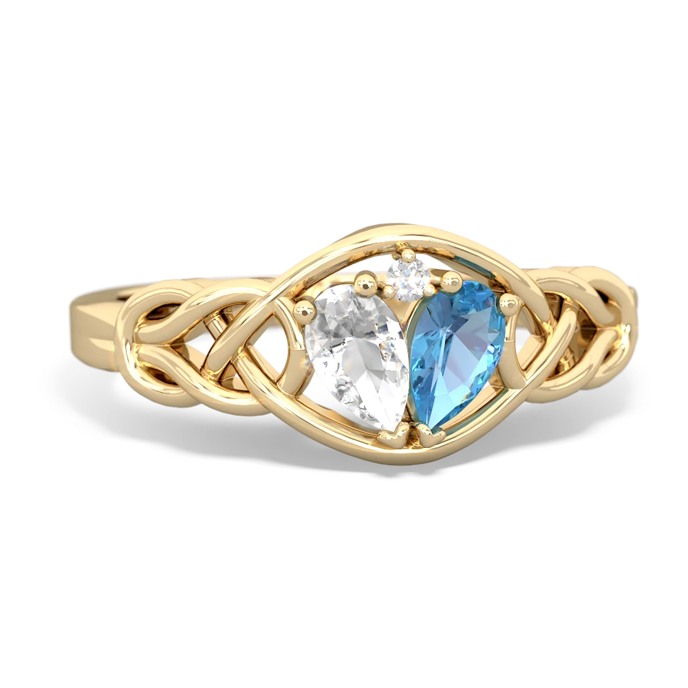 White Topaz Celtic Love Knot 14K Yellow Gold ring R5420