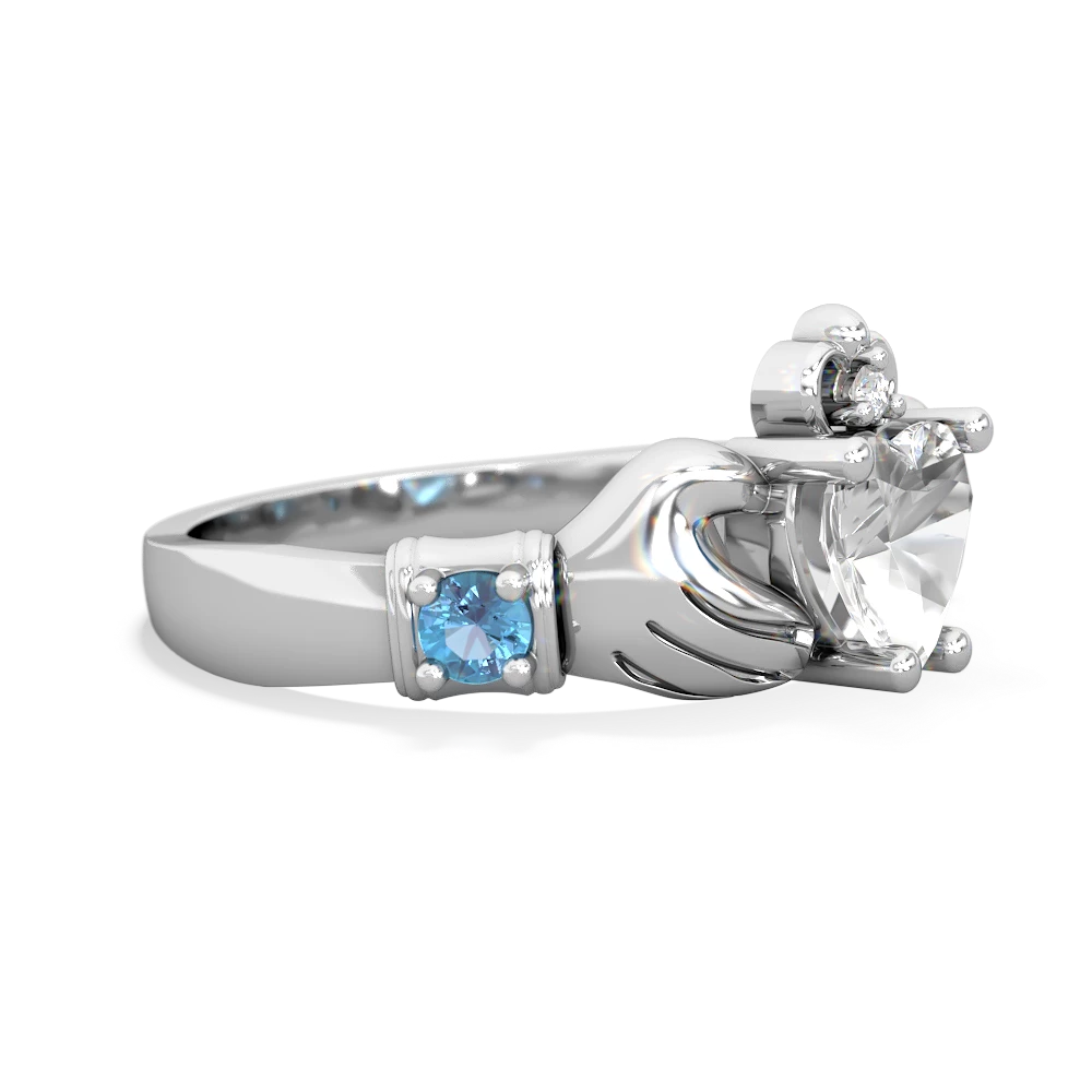 White Topaz Claddagh Keepsake 14K White Gold ring R5245