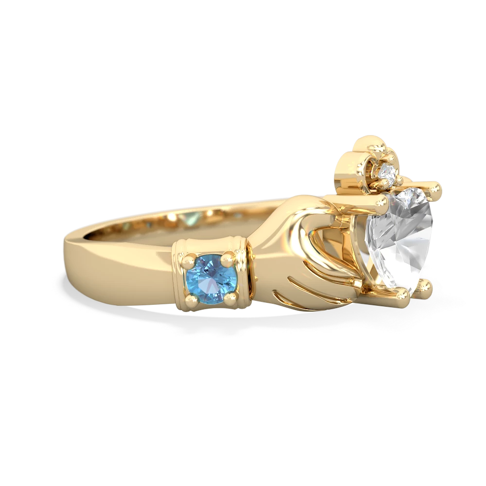 White Topaz Claddagh Keepsake 14K Yellow Gold ring R5245