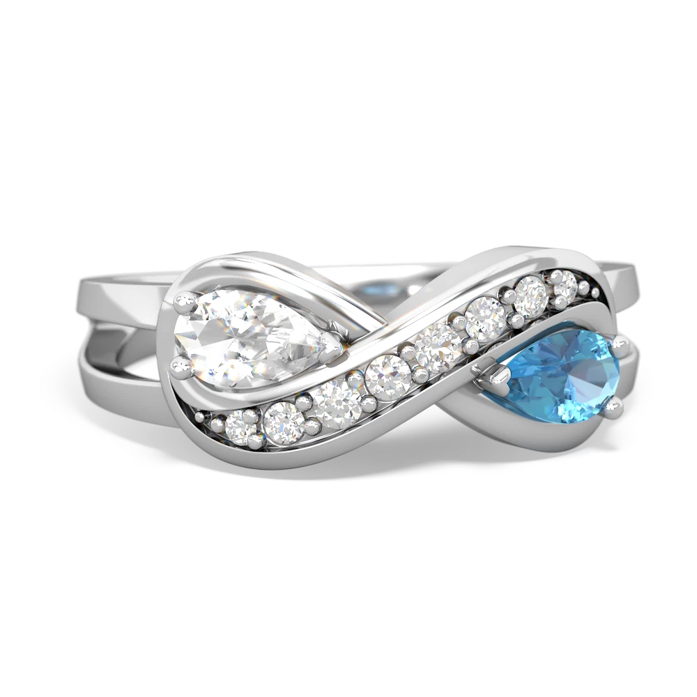 White Topaz Diamond Infinity 14K White Gold ring R5390