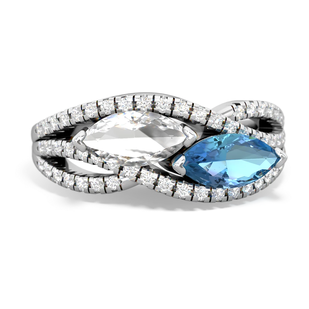 White Topaz Diamond Rivers 14K White Gold ring R3070