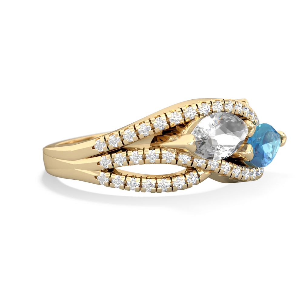 White Topaz Diamond Rivers 14K Yellow Gold ring R3070