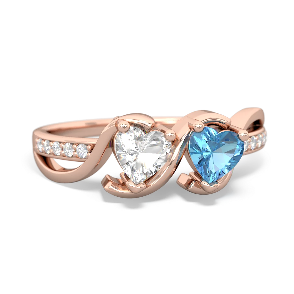 White Topaz Side By Side 14K Rose Gold ring R3090