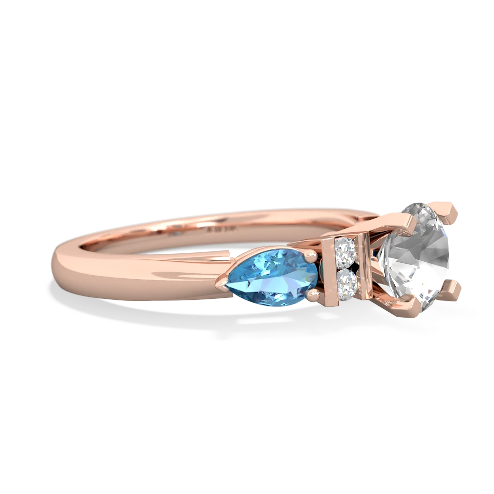 White Topaz 6Mm Round Eternal Embrace Engagement 14K Rose Gold ring R2005