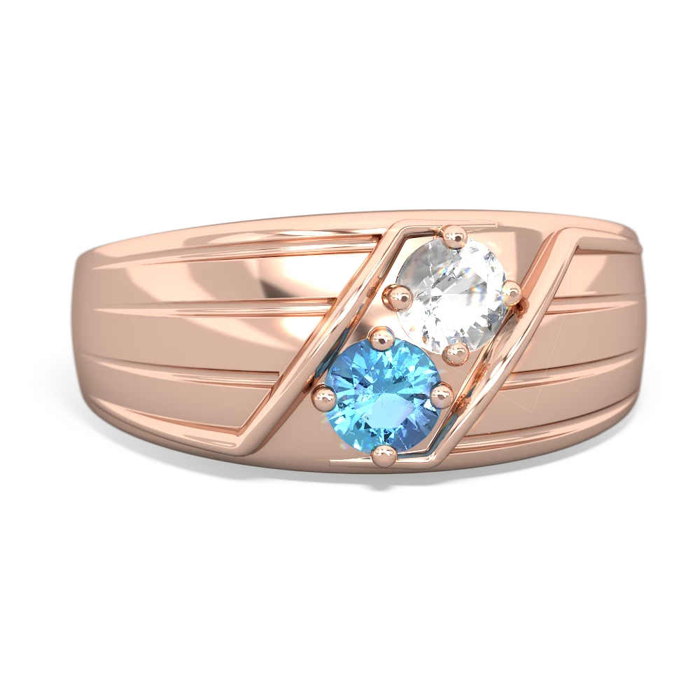 White Topaz Men's Streamline 14K Rose Gold ring R0460