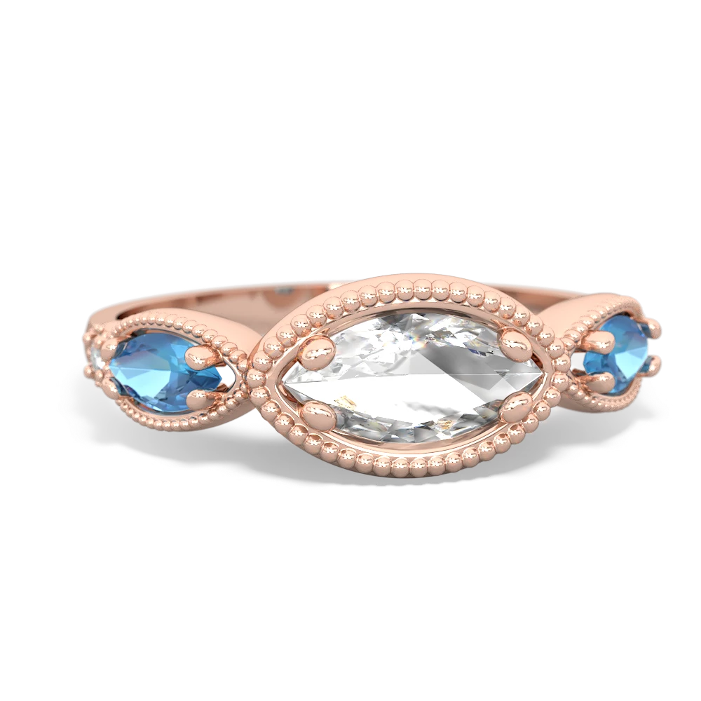 White Topaz Milgrain Marquise 14K Rose Gold ring R5700