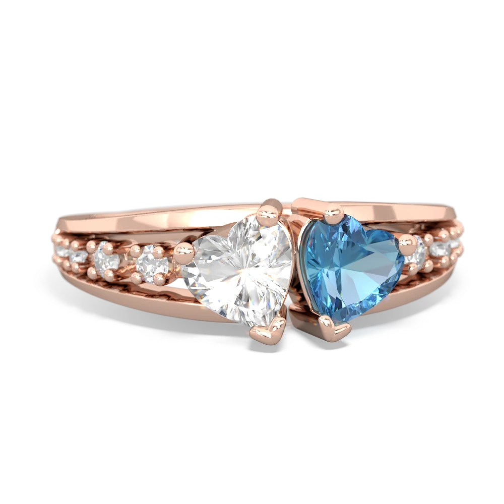 White Topaz Heart To Heart 14K Rose Gold ring R3342