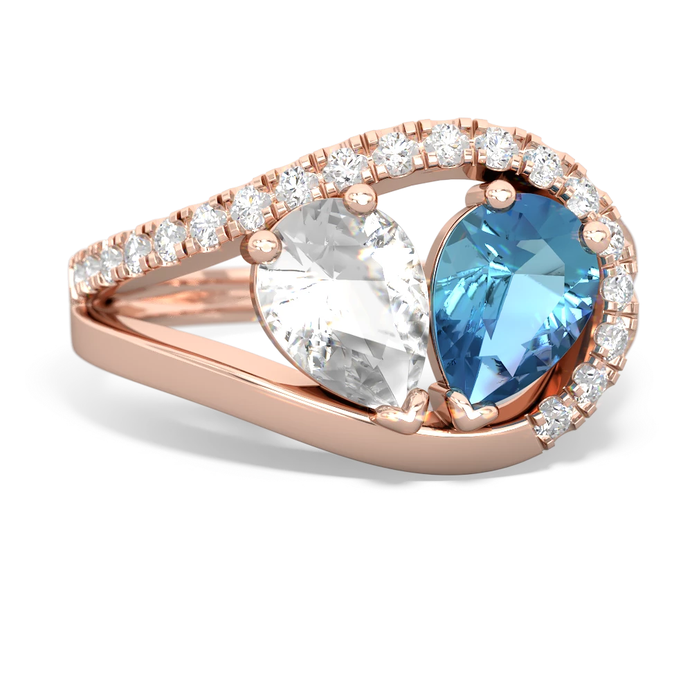 White Topaz Nestled Heart Keepsake 14K Rose Gold ring R5650