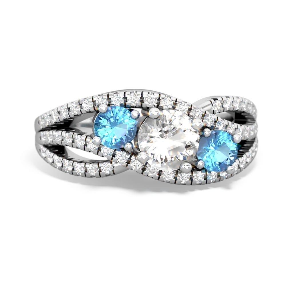 White Topaz Three Stone Aurora 14K White Gold ring R3080