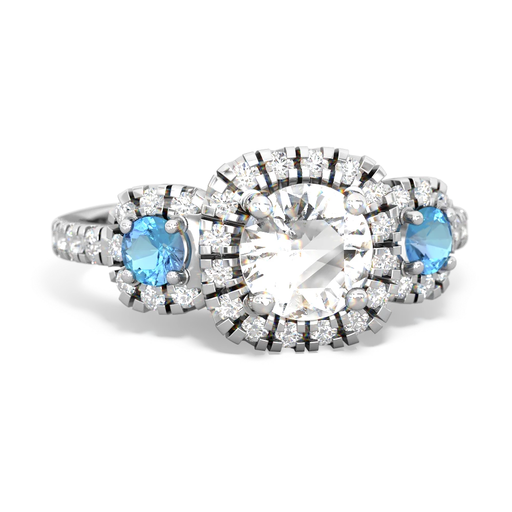 White Topaz Regal Halo 14K White Gold ring R5350