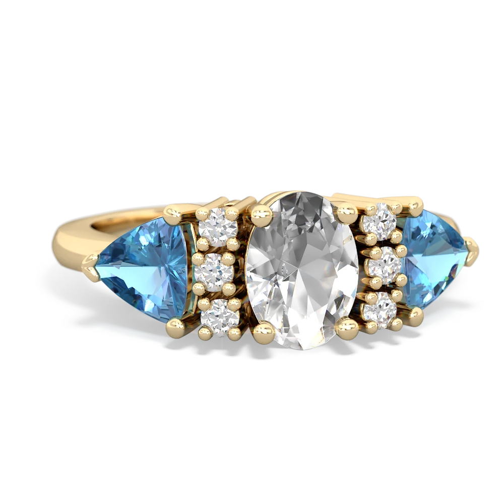 White Topaz Antique Style Three Stone 14K Yellow Gold ring R2186