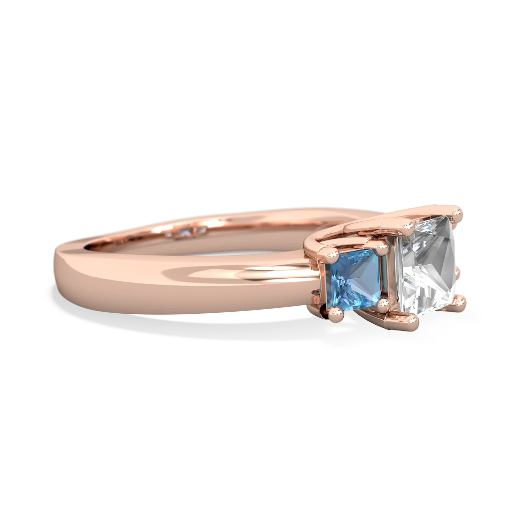 White Topaz Three Stone Trellis 14K Rose Gold ring R4015