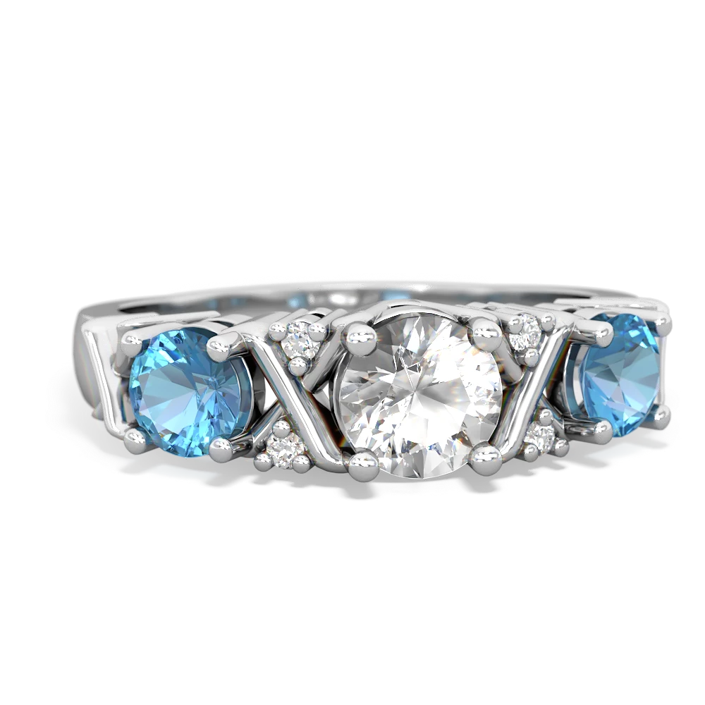 White Topaz Hugs And Kisses 14K White Gold ring R5016