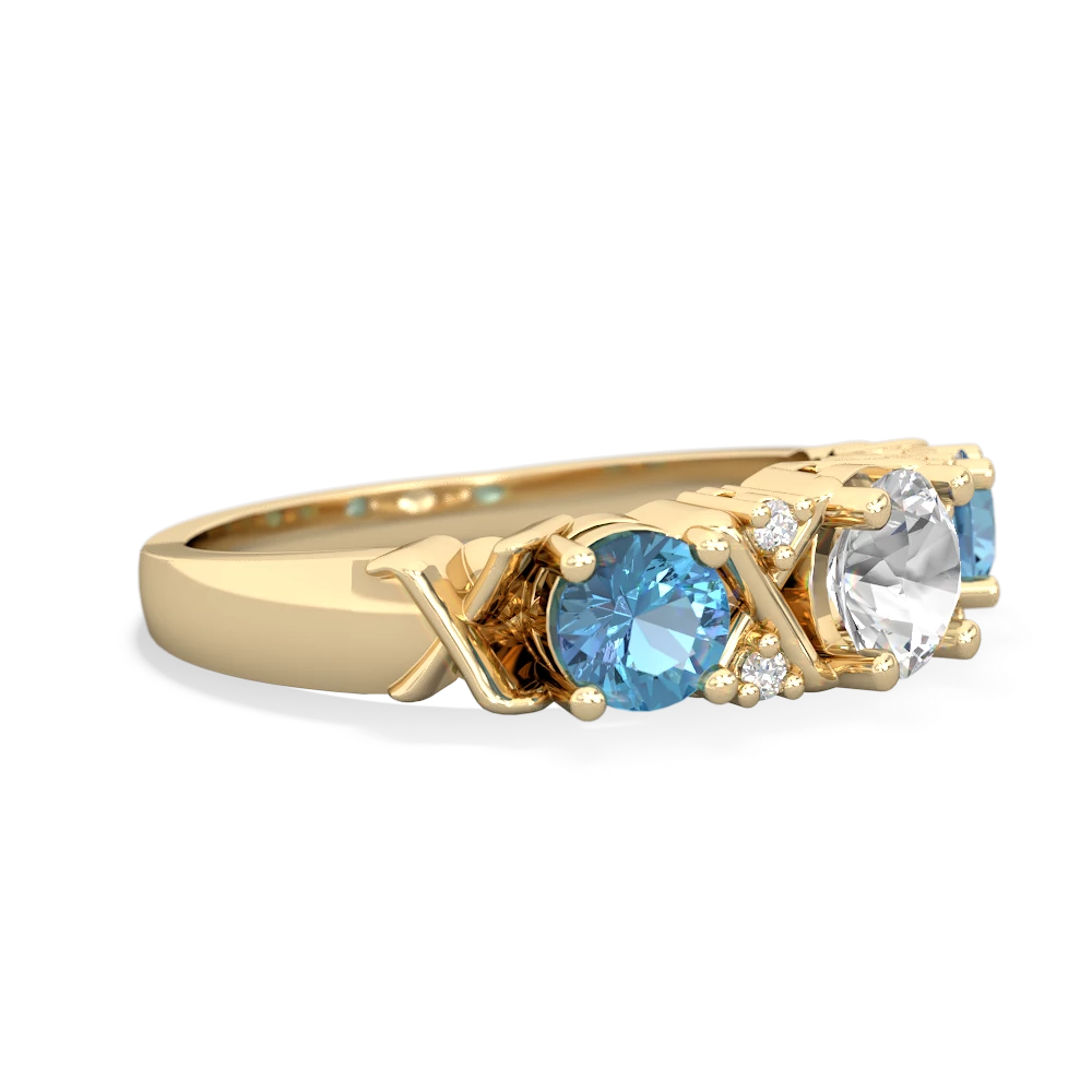 White Topaz Hugs And Kisses 14K Yellow Gold ring R5016