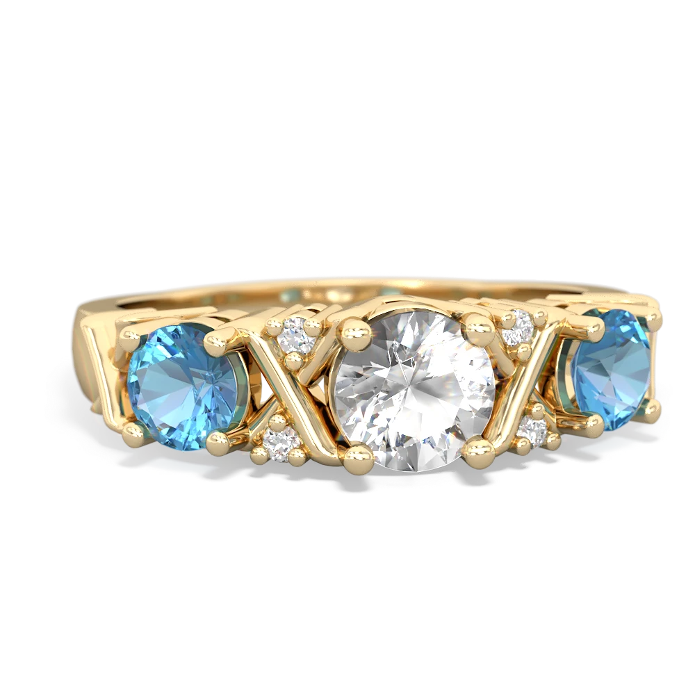 White Topaz Hugs And Kisses 14K Yellow Gold ring R5016