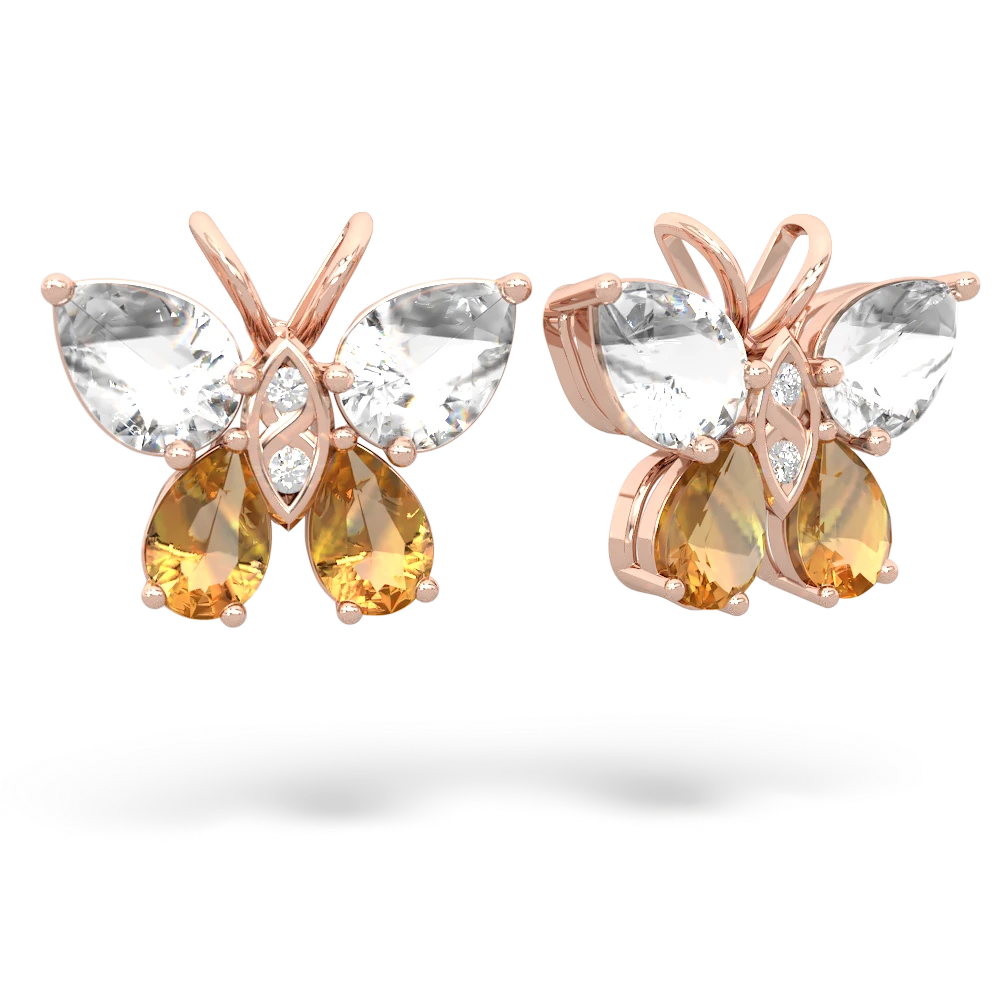 White Topaz Butterfly 14K Rose Gold earrings E2215