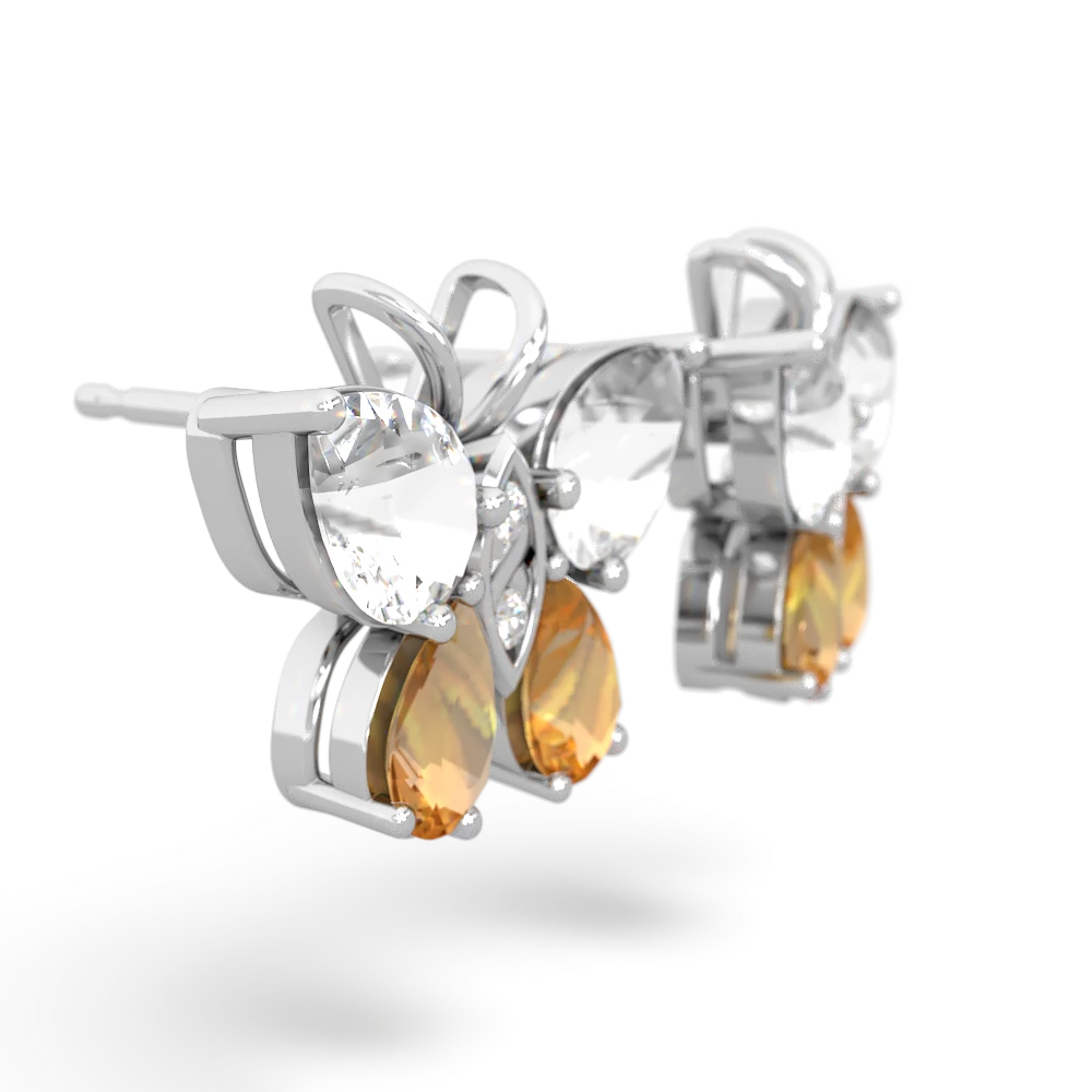 White Topaz Butterfly 14K White Gold earrings E2215