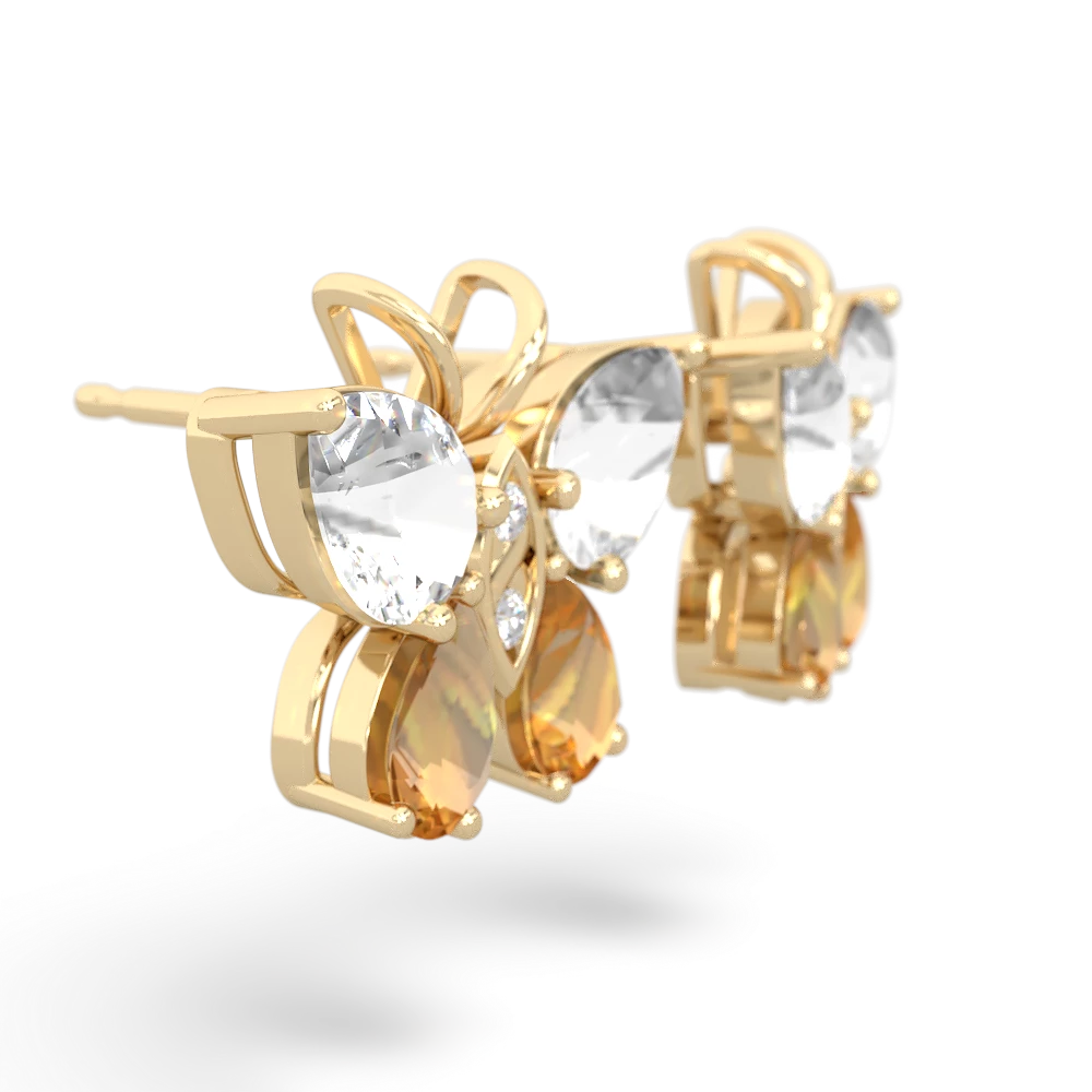 White Topaz Butterfly 14K Yellow Gold earrings E2215