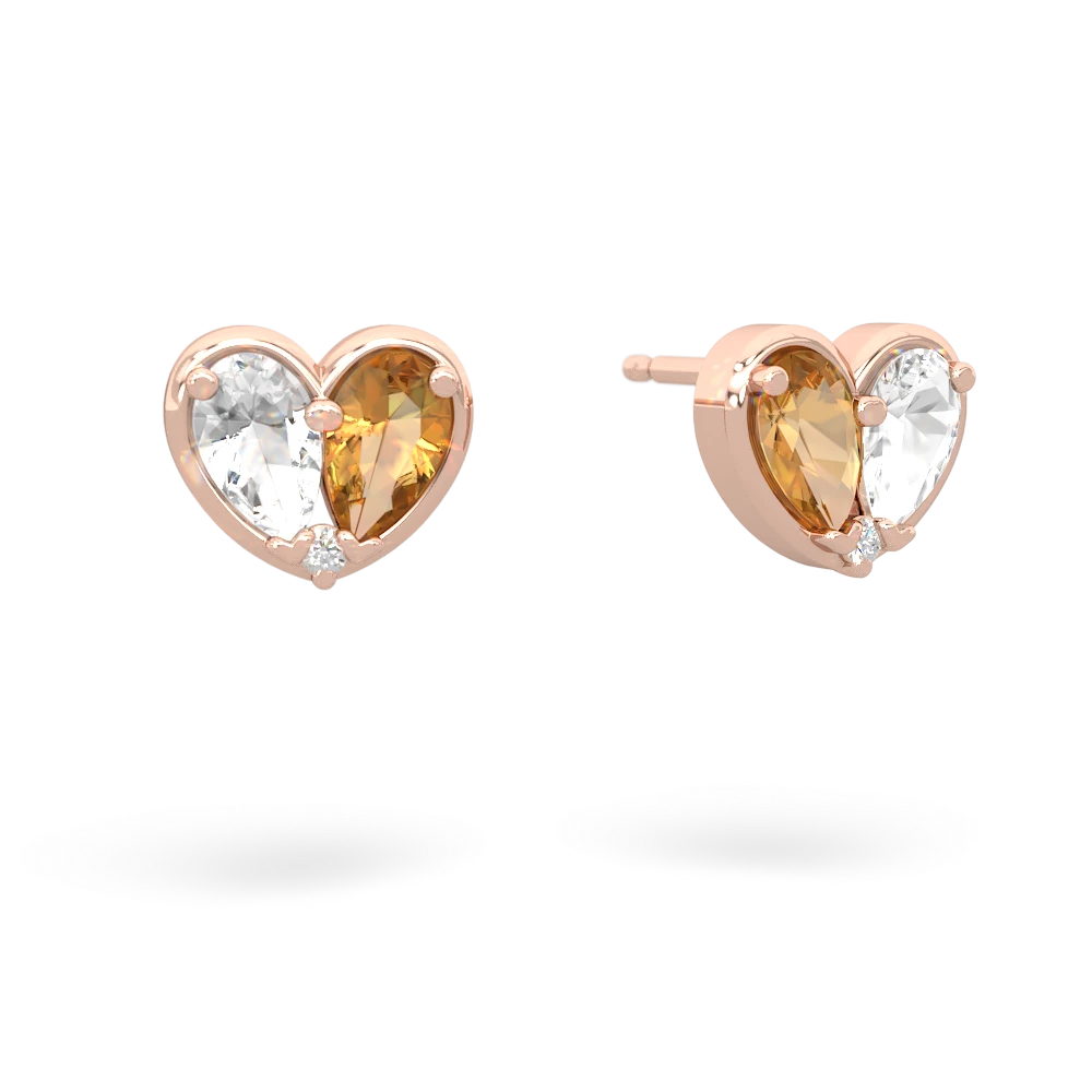 White Topaz 'Our Heart' 14K Rose Gold earrings E5072