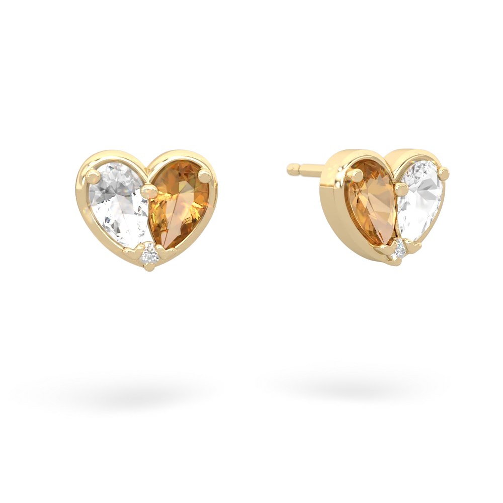 White Topaz 'Our Heart' 14K Yellow Gold earrings E5072