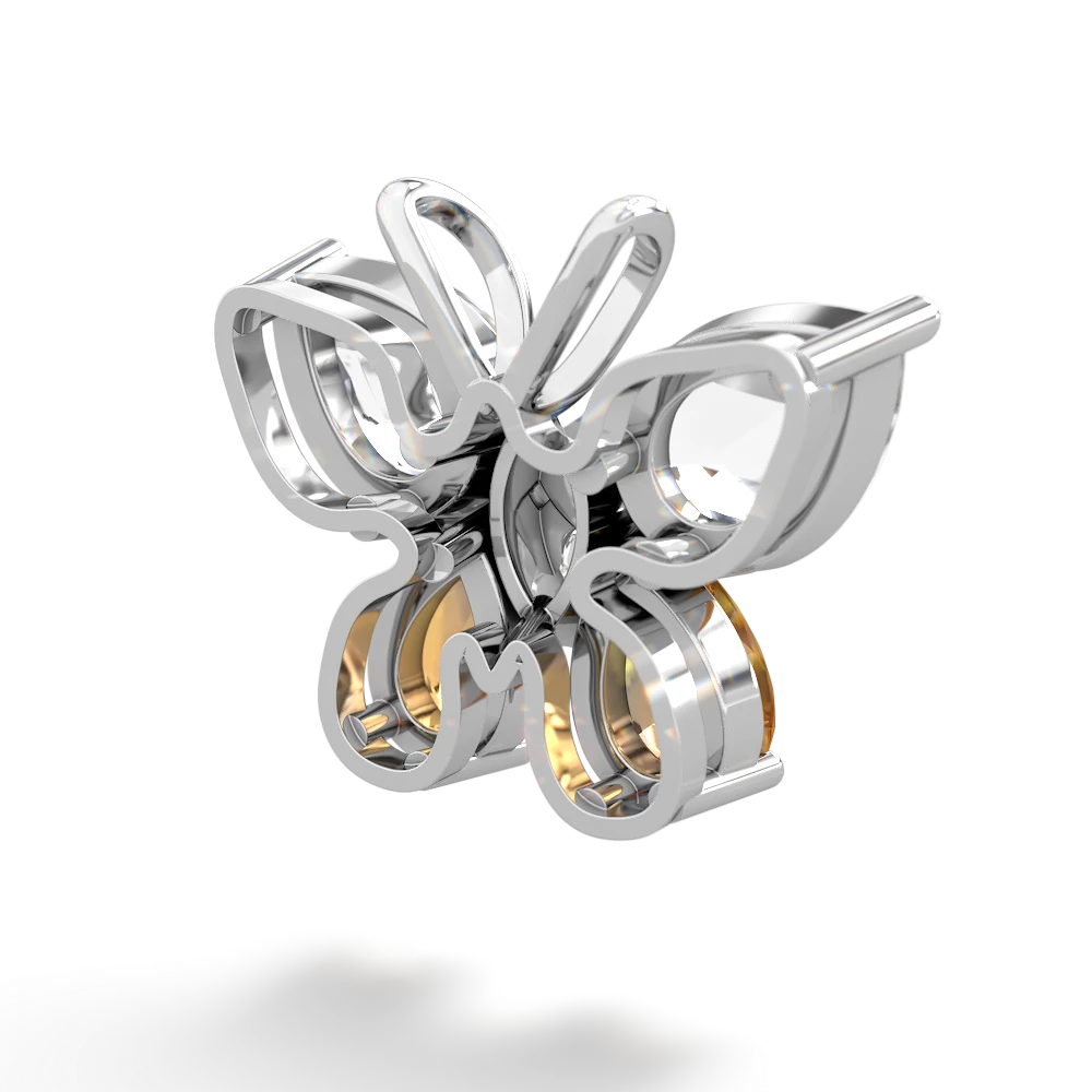 White Topaz Butterfly 14K White Gold pendant P2215