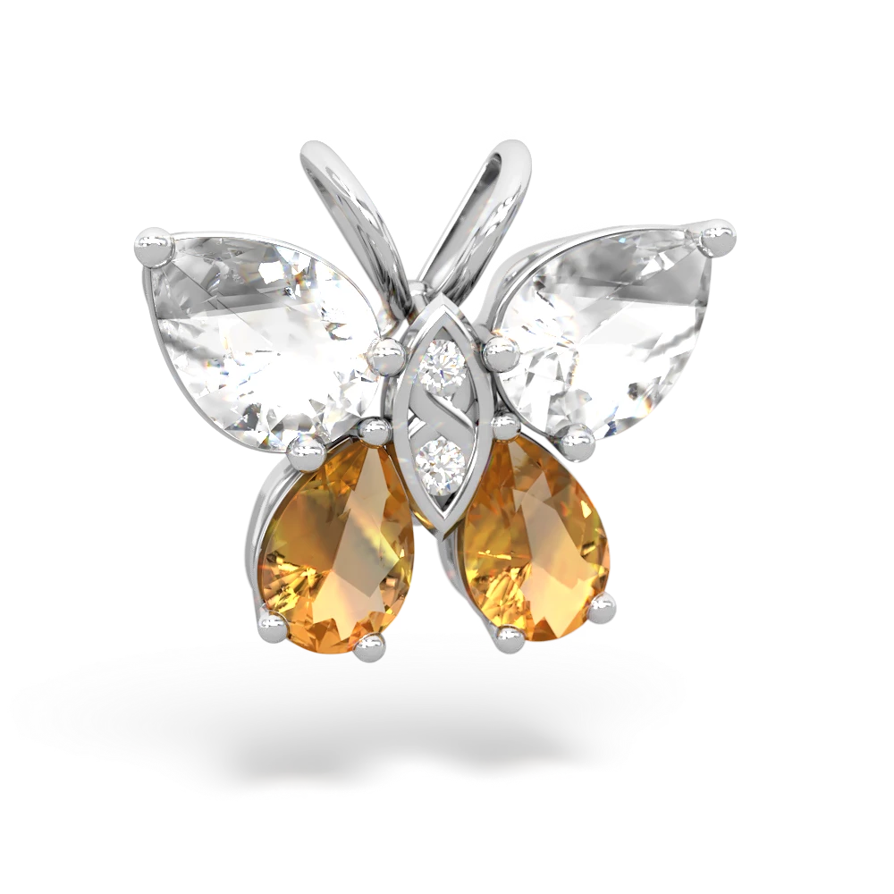 White Topaz Butterfly 14K White Gold pendant P2215