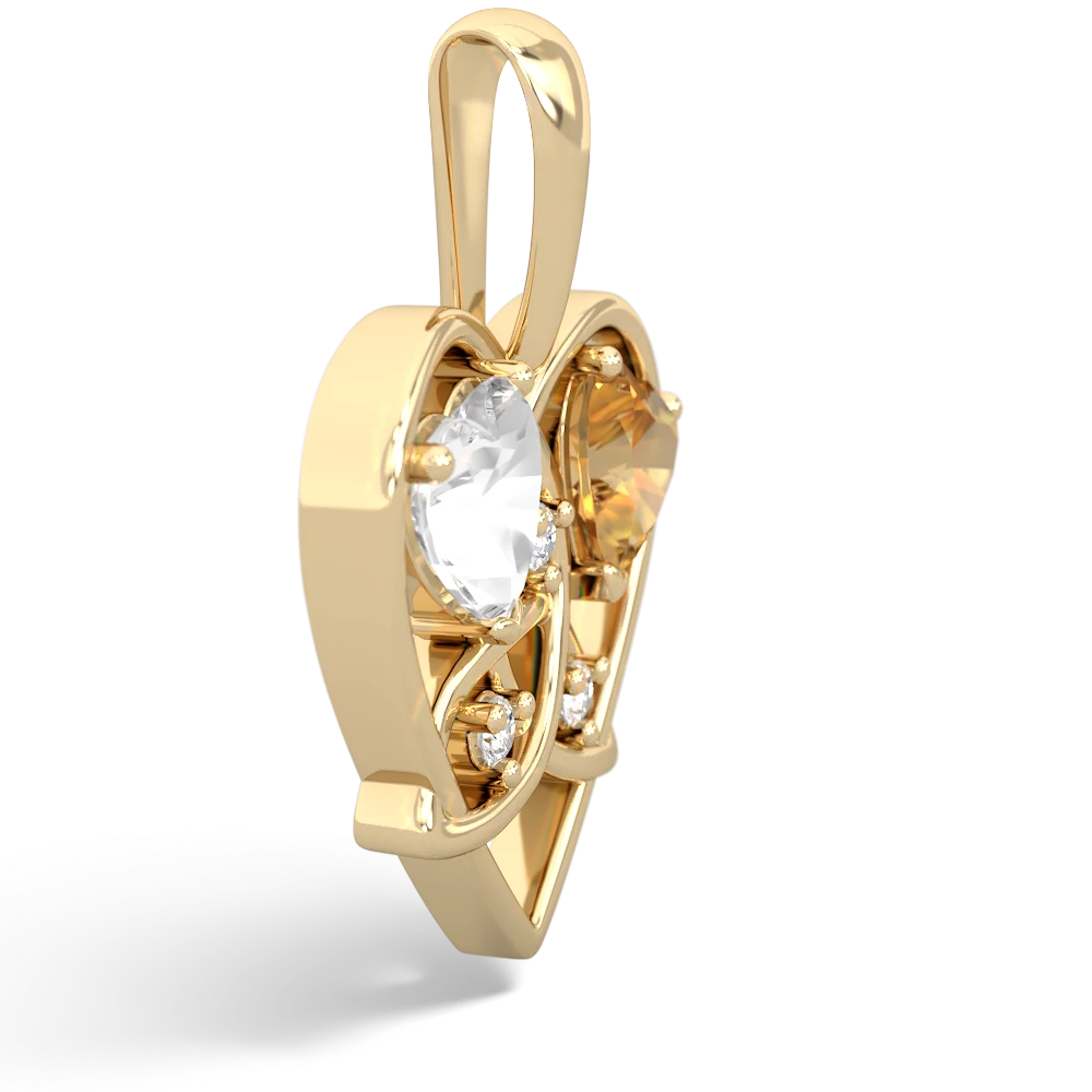 White Topaz Celtic Trinity Heart 14K Yellow Gold pendant P5331