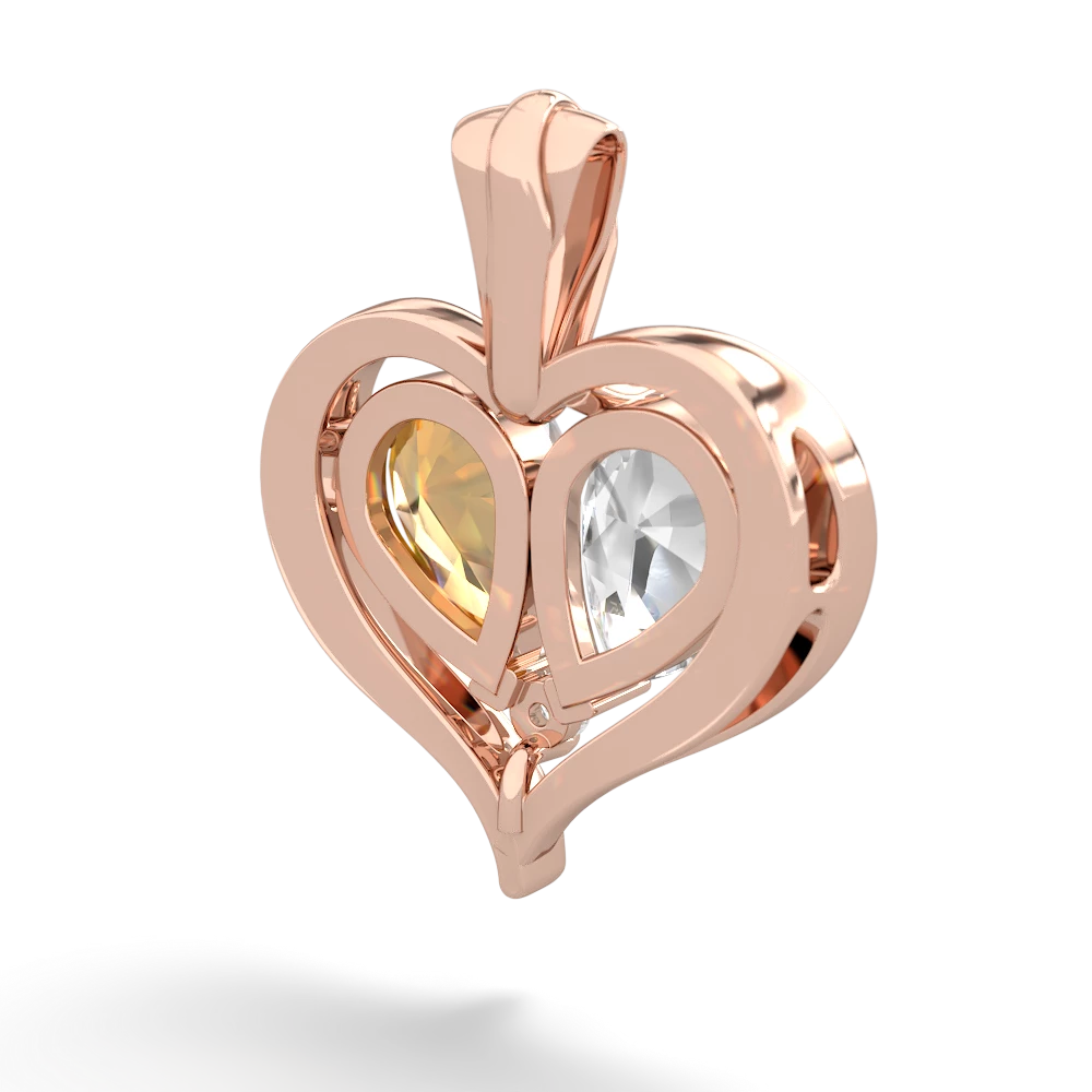 White Topaz Two Become One 14K Rose Gold pendant P5330