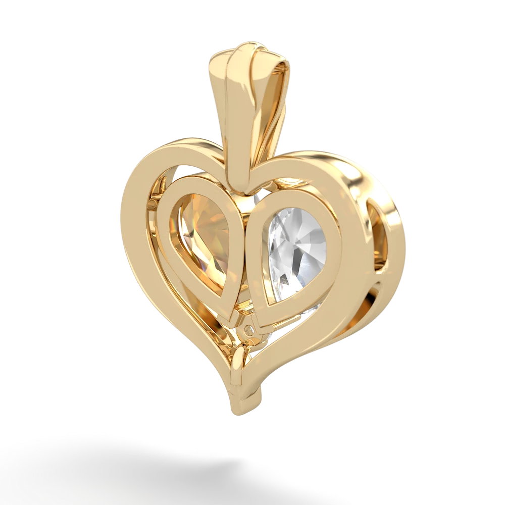 White Topaz Two Become One 14K Yellow Gold pendant P5330