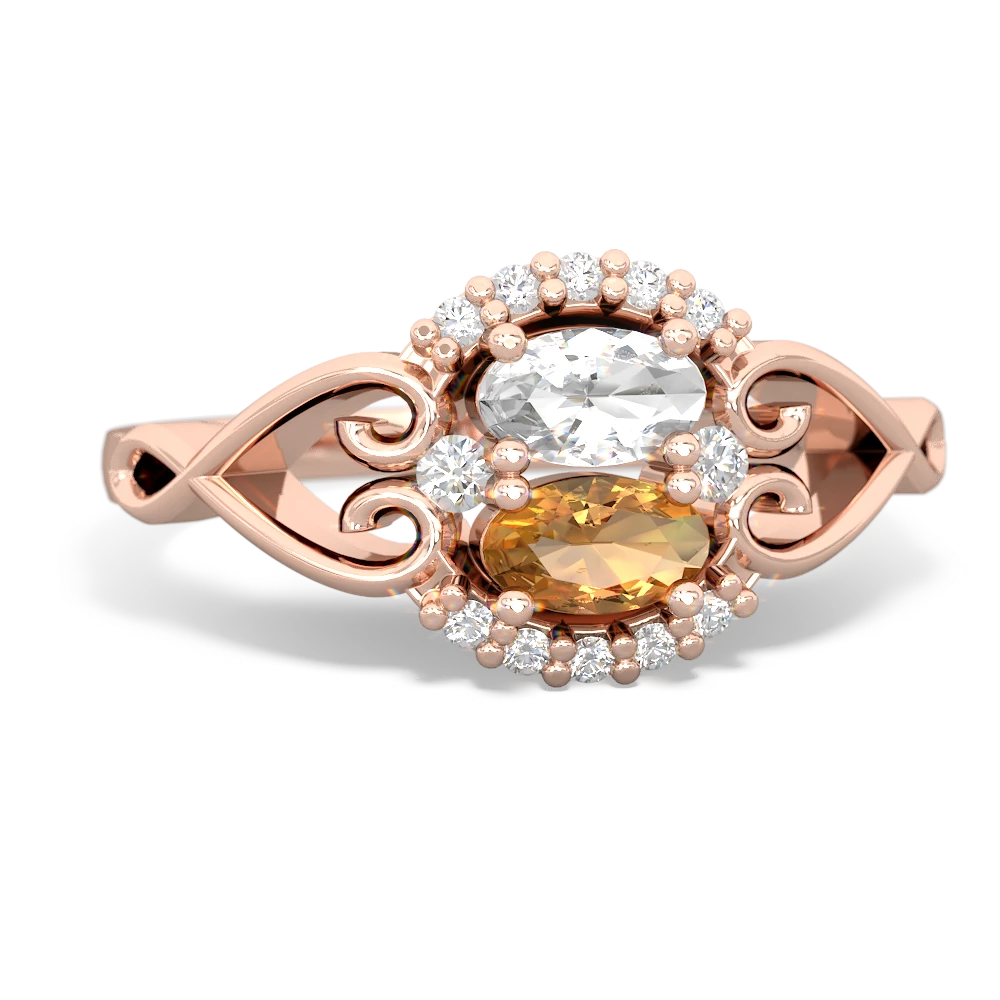 White Topaz Love Nest 14K Rose Gold ring R5860