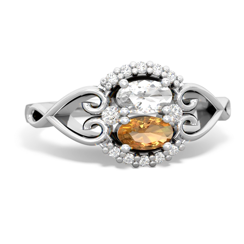 White Topaz Love Nest 14K White Gold ring R5860