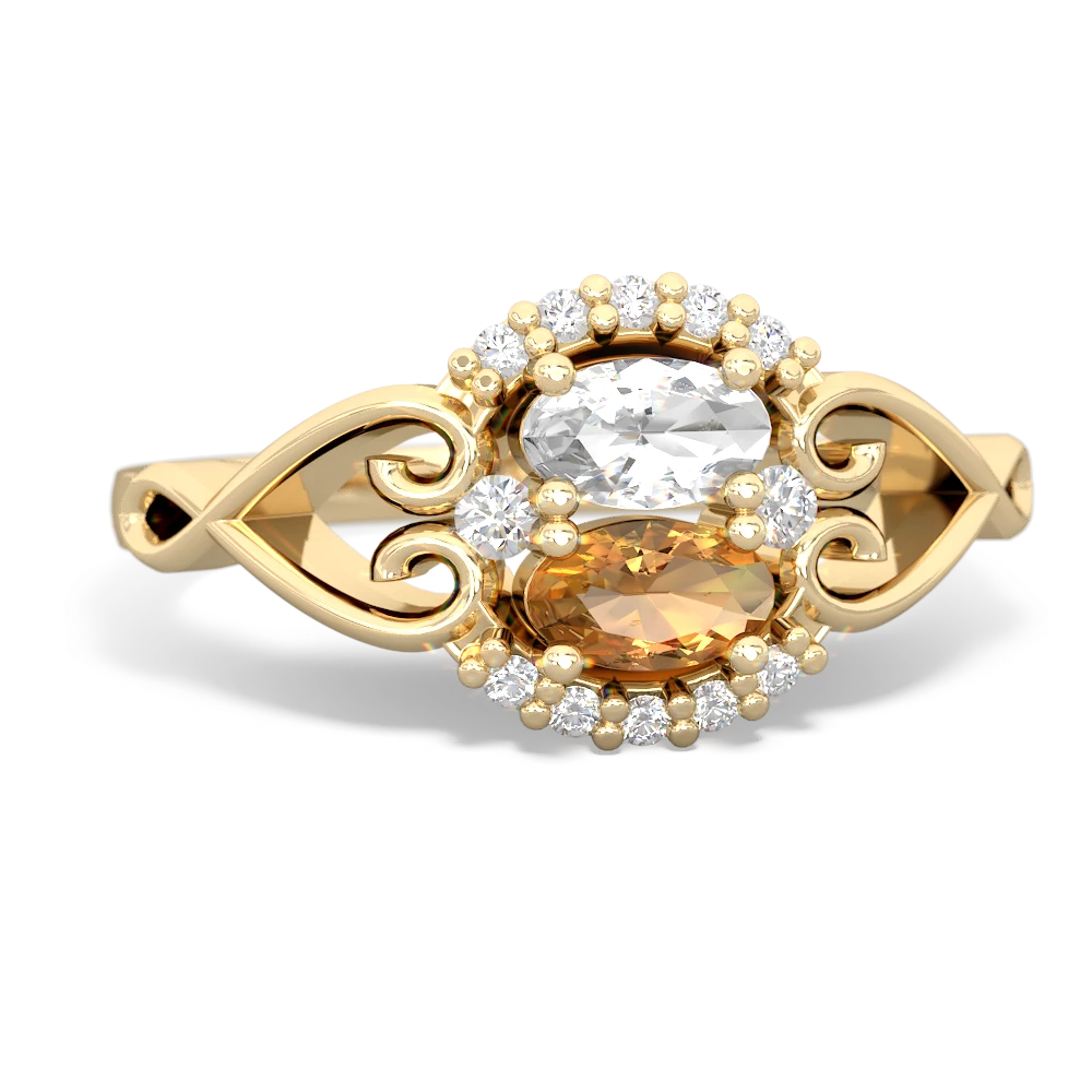 White Topaz Love Nest 14K Yellow Gold ring R5860